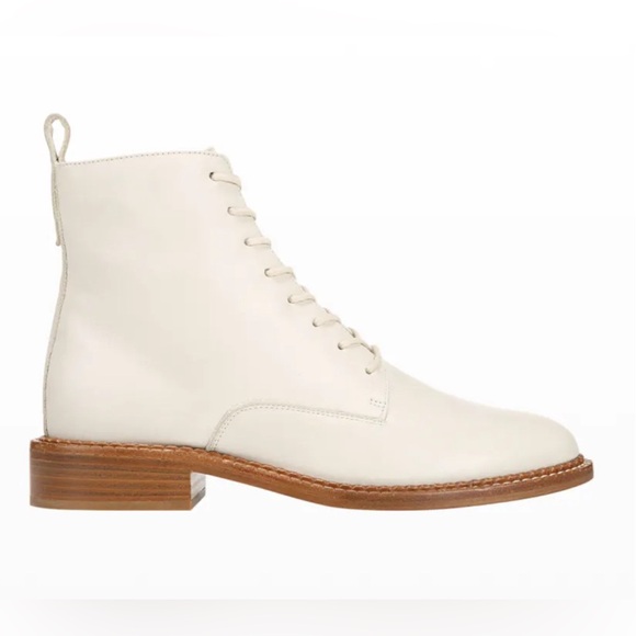 Vince Women’s Cabria Leather Combat Lace-up Boot In Off White, size 7.5 - Picture 2 of 12